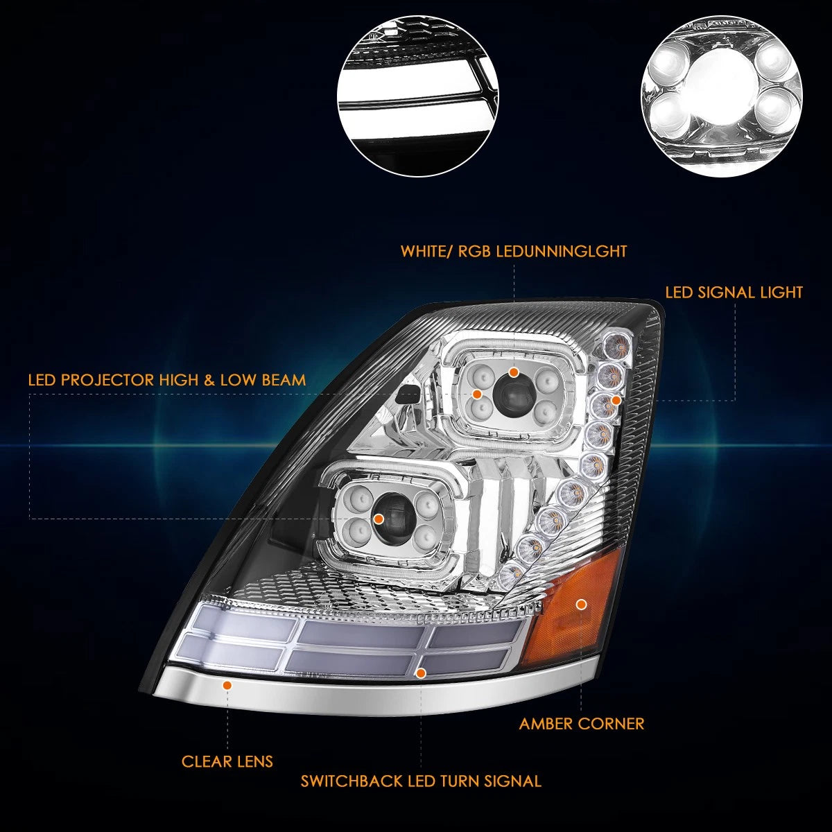 Projector Headlights for VW Passat (2006–2010) Clear Corner Chrome