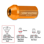 20Pc M12X1.5 Orange JDM Closed End Aluminum Wheel Lug Nuts + Extension 25mmx50mm