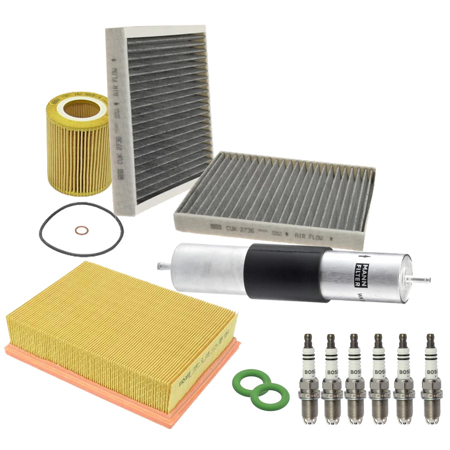 Mann Oil/Air Filters & Bosch 6 Spark Plugs Kit for BMW E39 (1997–2003)