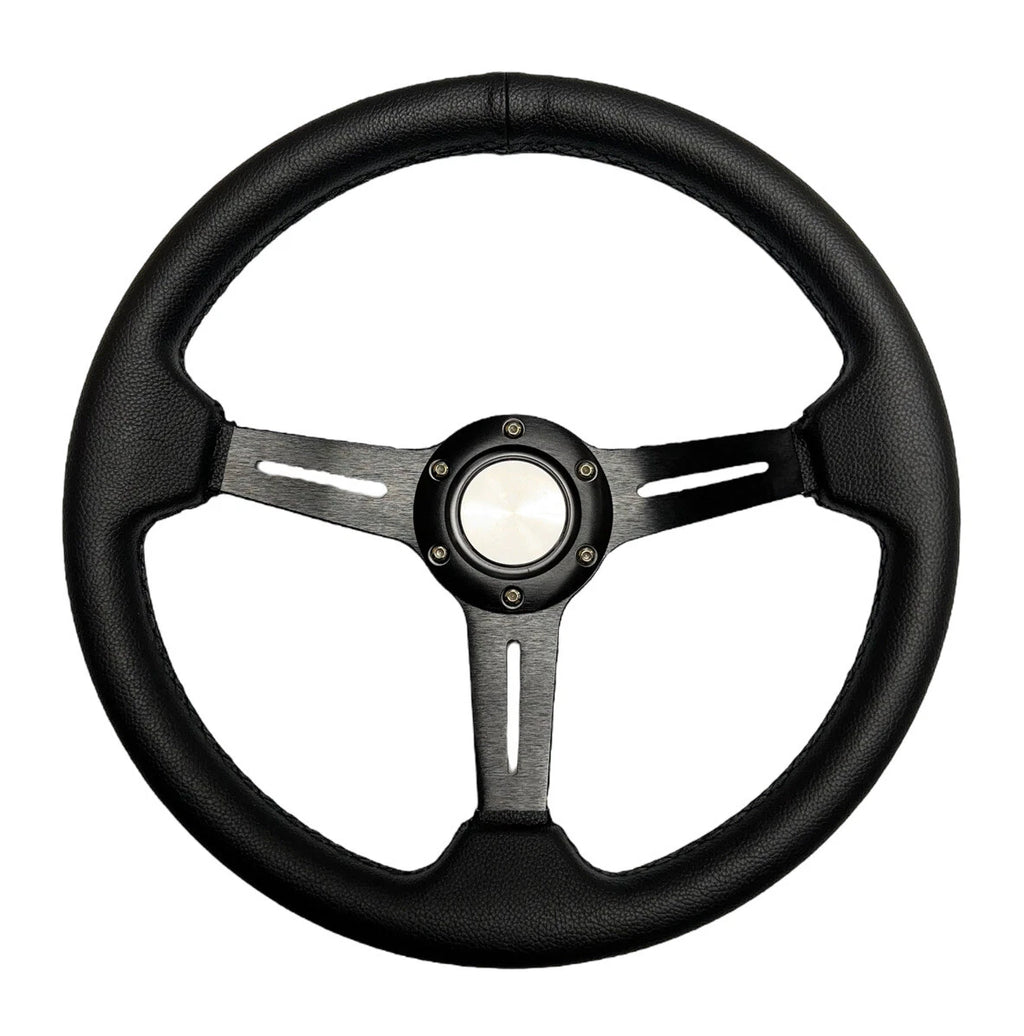 Steering Wheel with Leather Grip Brushed Black 6-Hole for Jeep Wrangler (2007–2018)