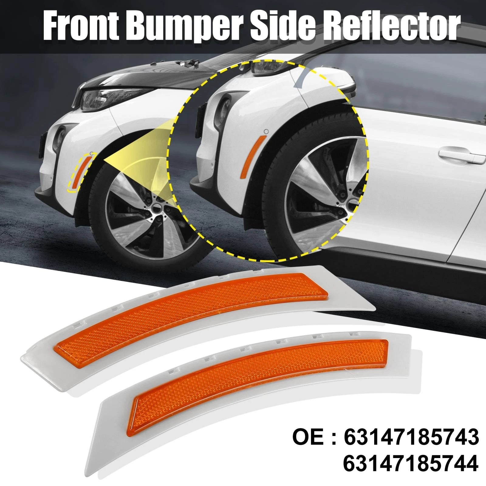 Pair of Front Bumper Reflectors for BMW 5 Series (2001–2007) 63147185743 63147185744