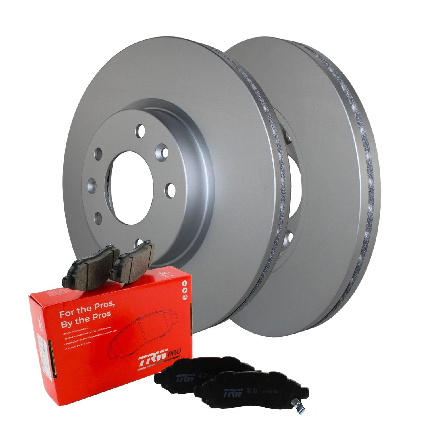 Front Brake Kit Set of 4 Coated Disc Rotors & TRW Pro Ceramic Pads for Mazda 6 (2003–2023)