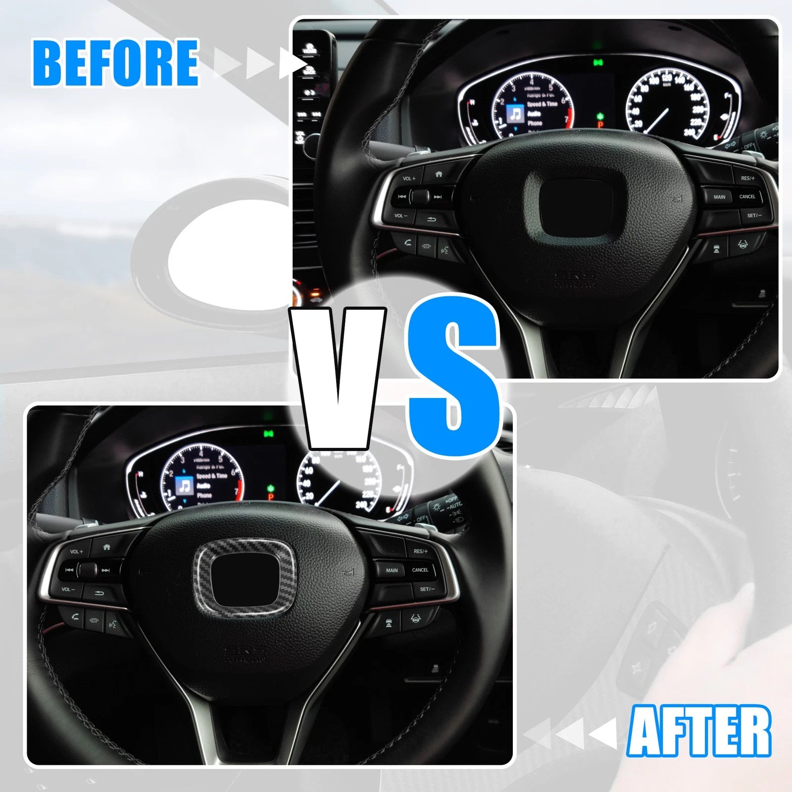Inner Steering Wheel Cover Trim for Honda Accord (2018–2022) Carbon Fiber