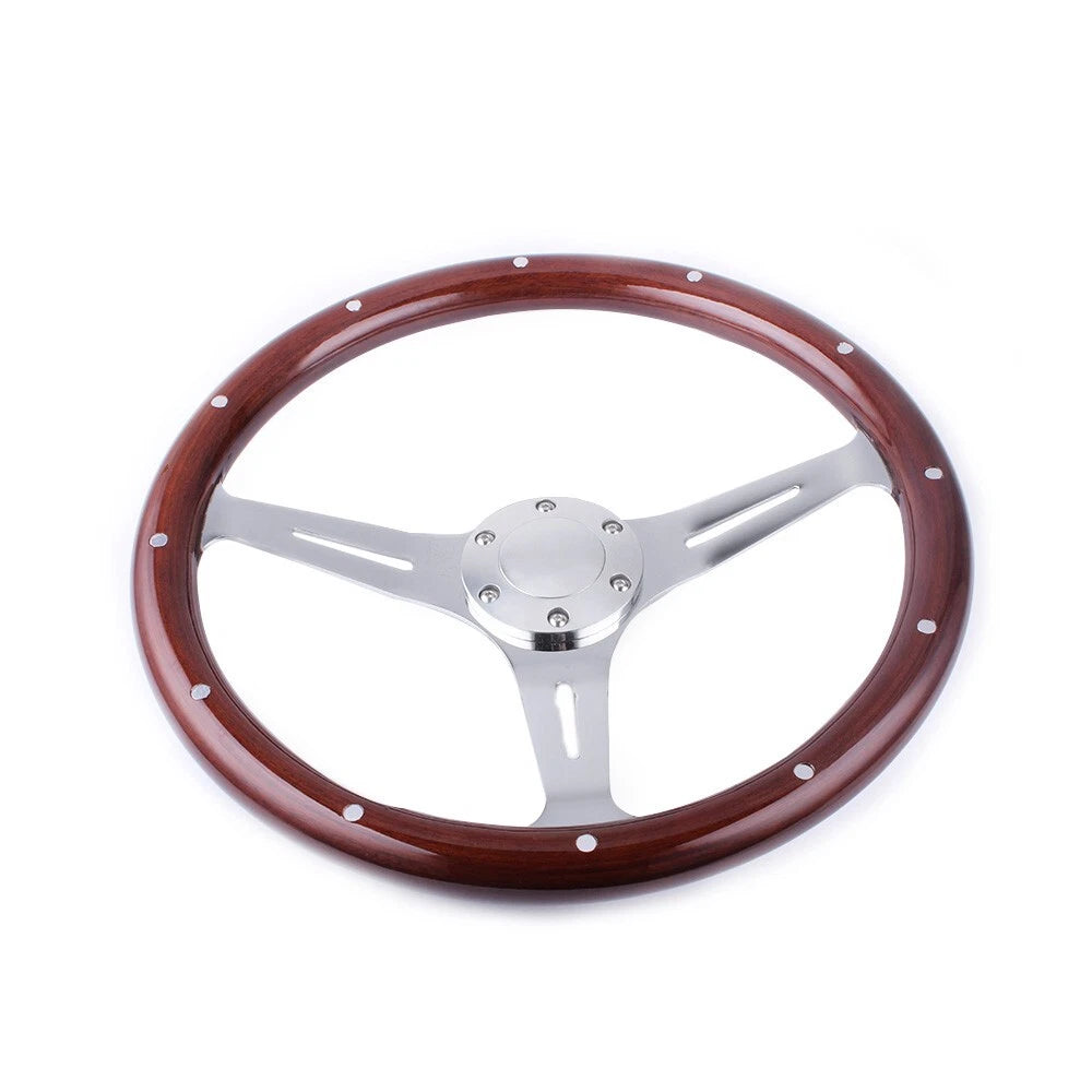 15in Wood Steering Wheel + 161H Short Hub Adapter for Ford F150/F250/Ranger (1992–1997)