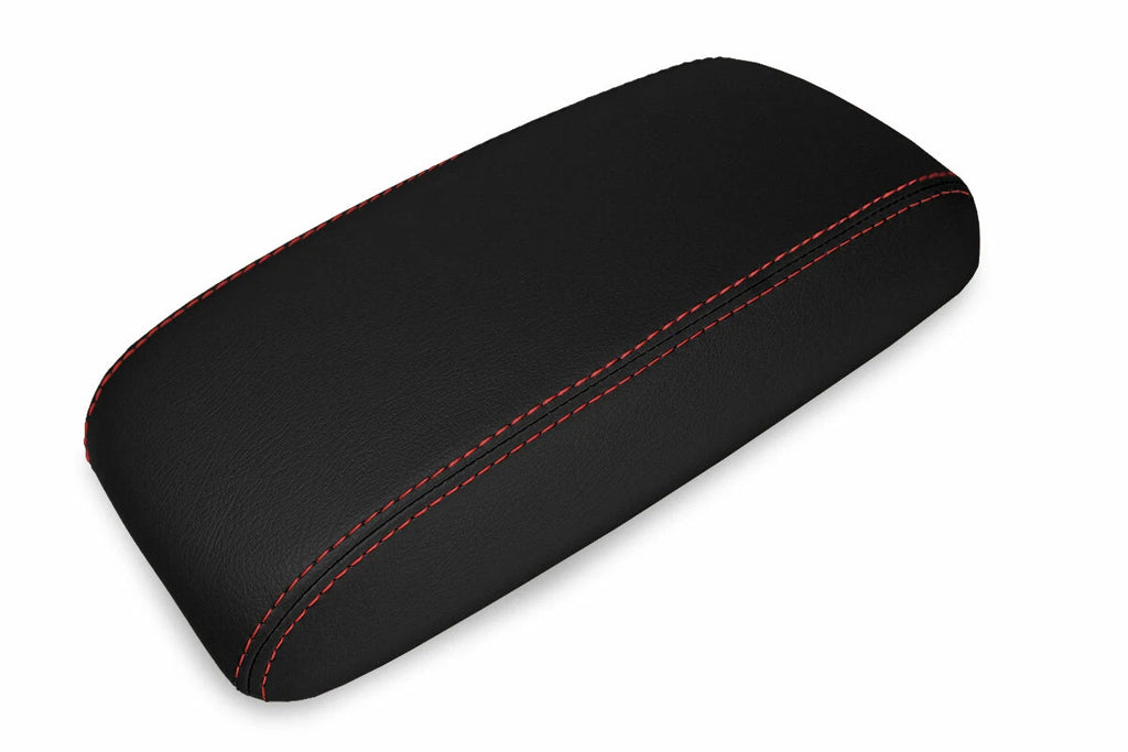 Leather Console Lid Armrest Cover for Mazda 6 (2003–2008) Black Red Stitch