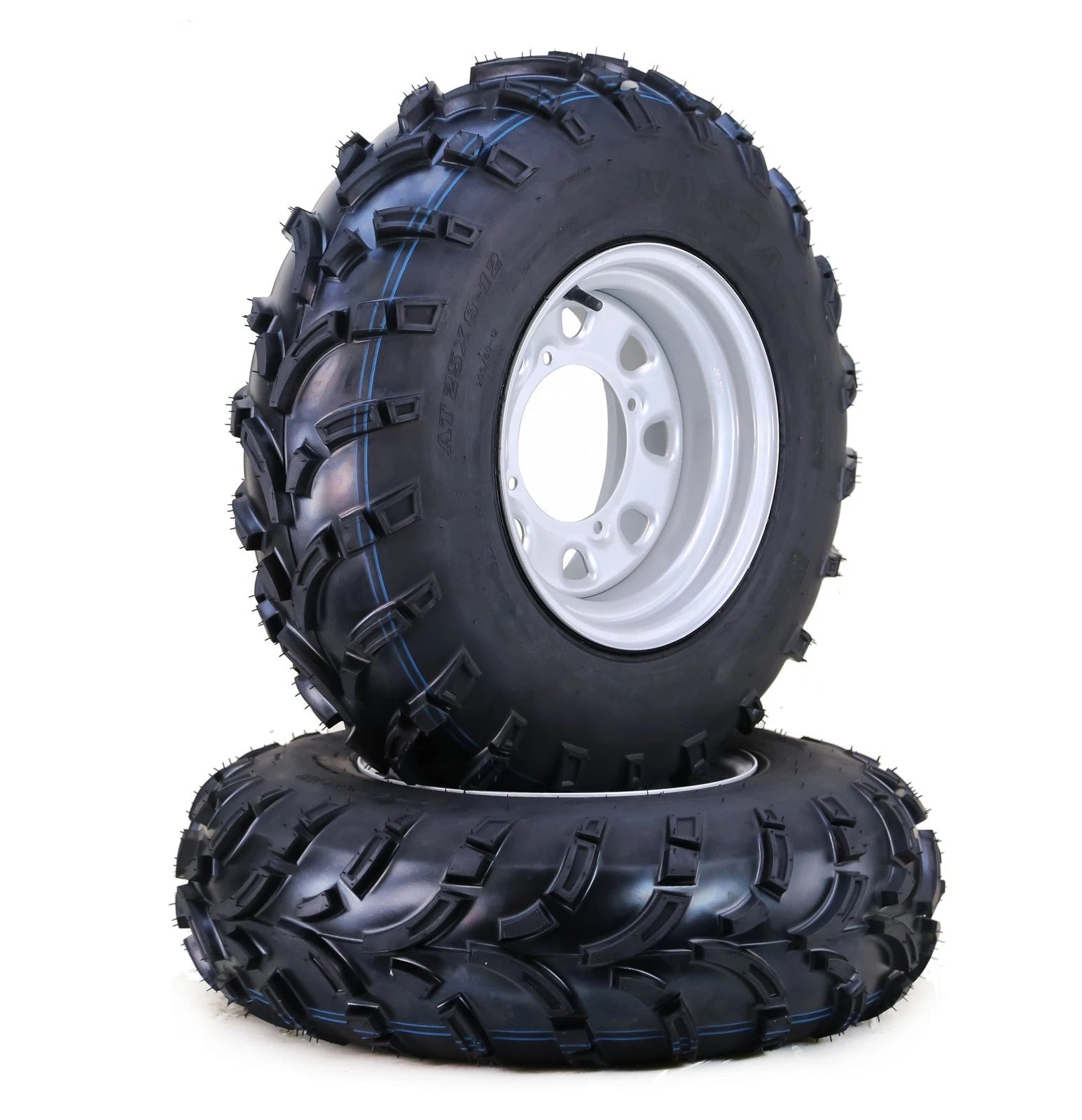 Set of 4 WANDA ATV Tires & Wheels 26X9-12 26X10-12 6-Ply 4-156 PCD Silver