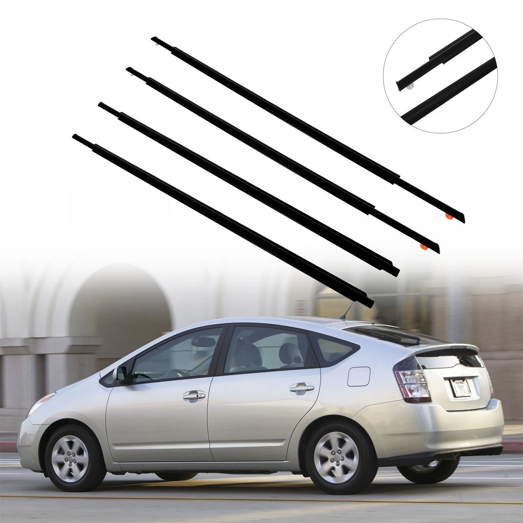 Set of 2 Front & Rear Window Scraper Seal Belt Weatherstrip for Toyota Prius (2004–2009)
