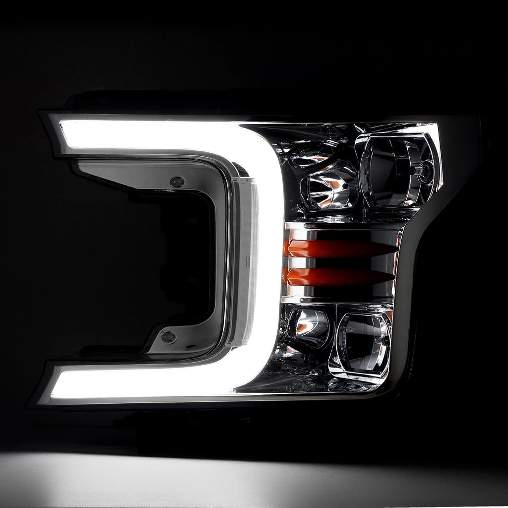 Set of 2 Chrome Clear LED DRL Headlights for Ford F150 (2018–2020)