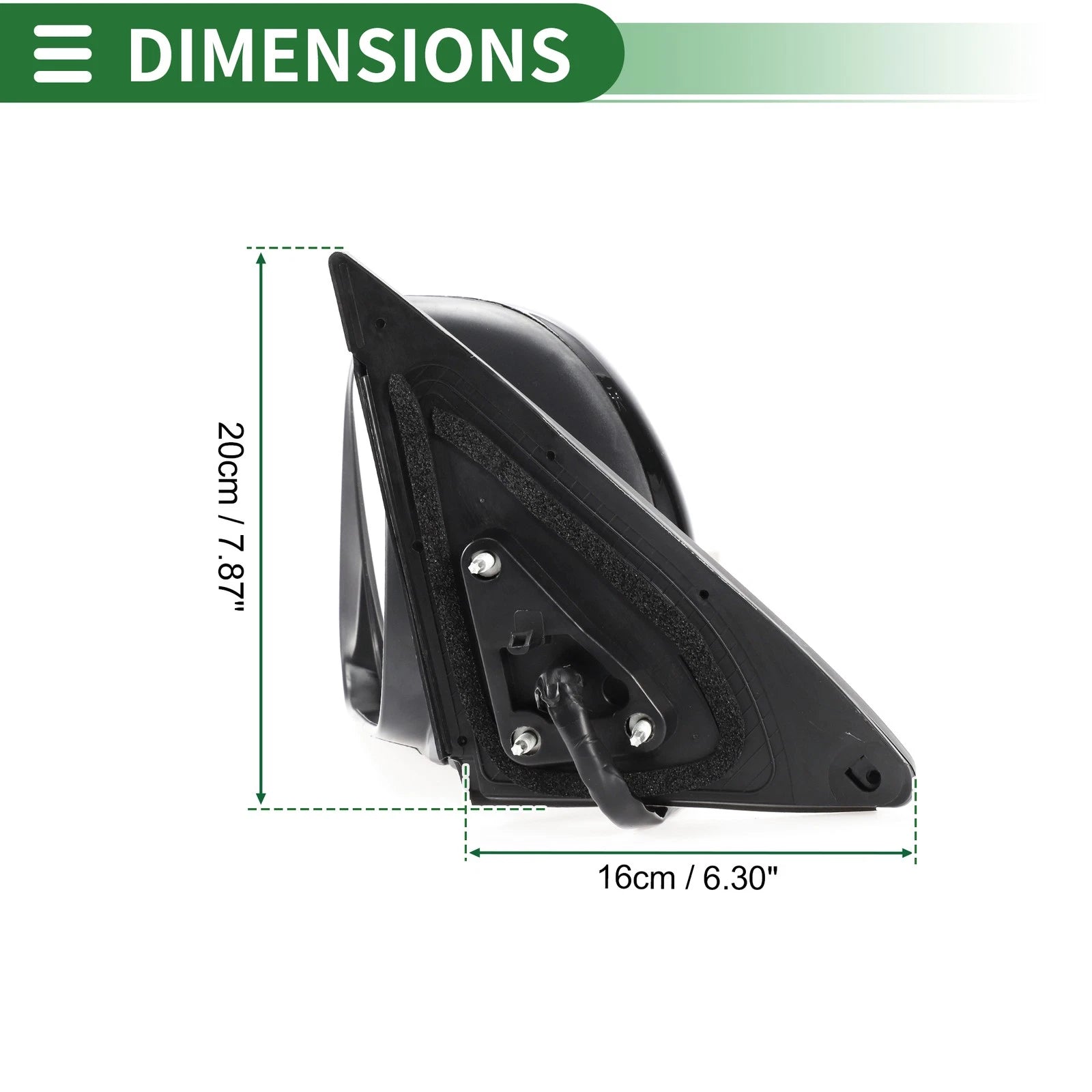 Left Side Door Mirror for Toyota Highlander (2008–2013) Manual Folding Gloss Black
