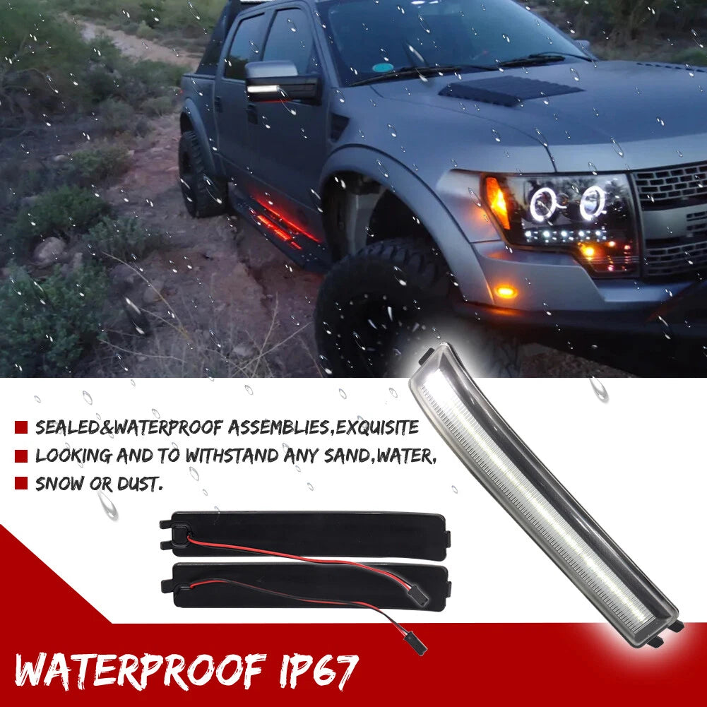 White LED Side Mirror Turn Signal Light for Ford F150 (2009–2014)
