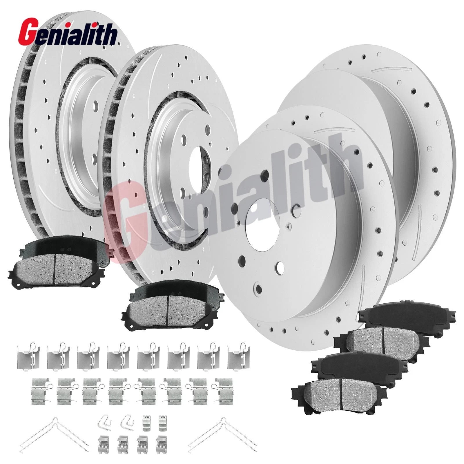 Front Rear Rotors Pads Kit for Toyota Sienna Highlander Lexus RX450h RX350 (2004–2023)