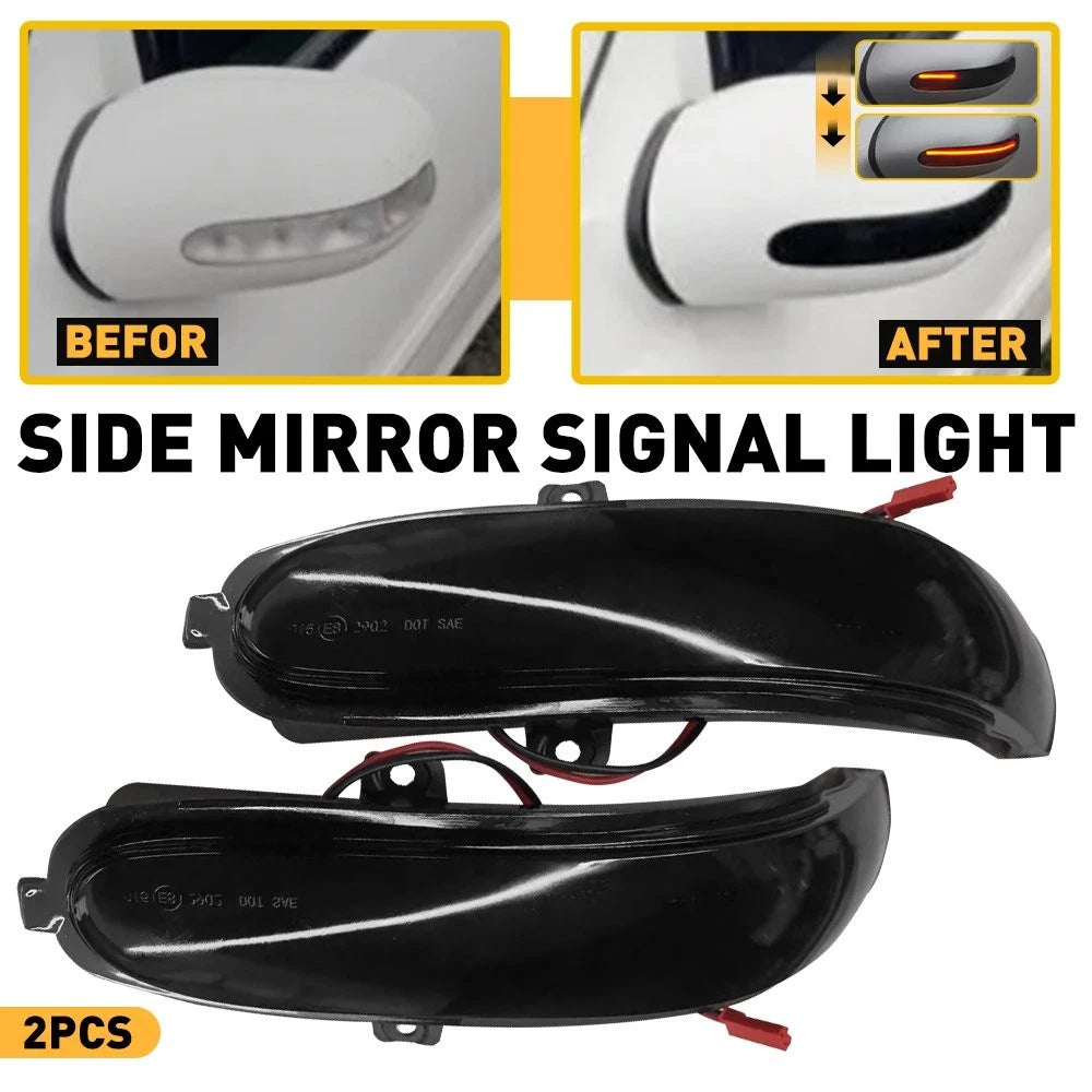 Dynamic Smoke LED Side Mirror Signal Lights for Mercedes C-Class W203 (2000–2007)