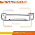 Polished Front Bumper Face Bar w/Park Sensor Hole Chrome for Ram 2500 3500 (2019–2026)
