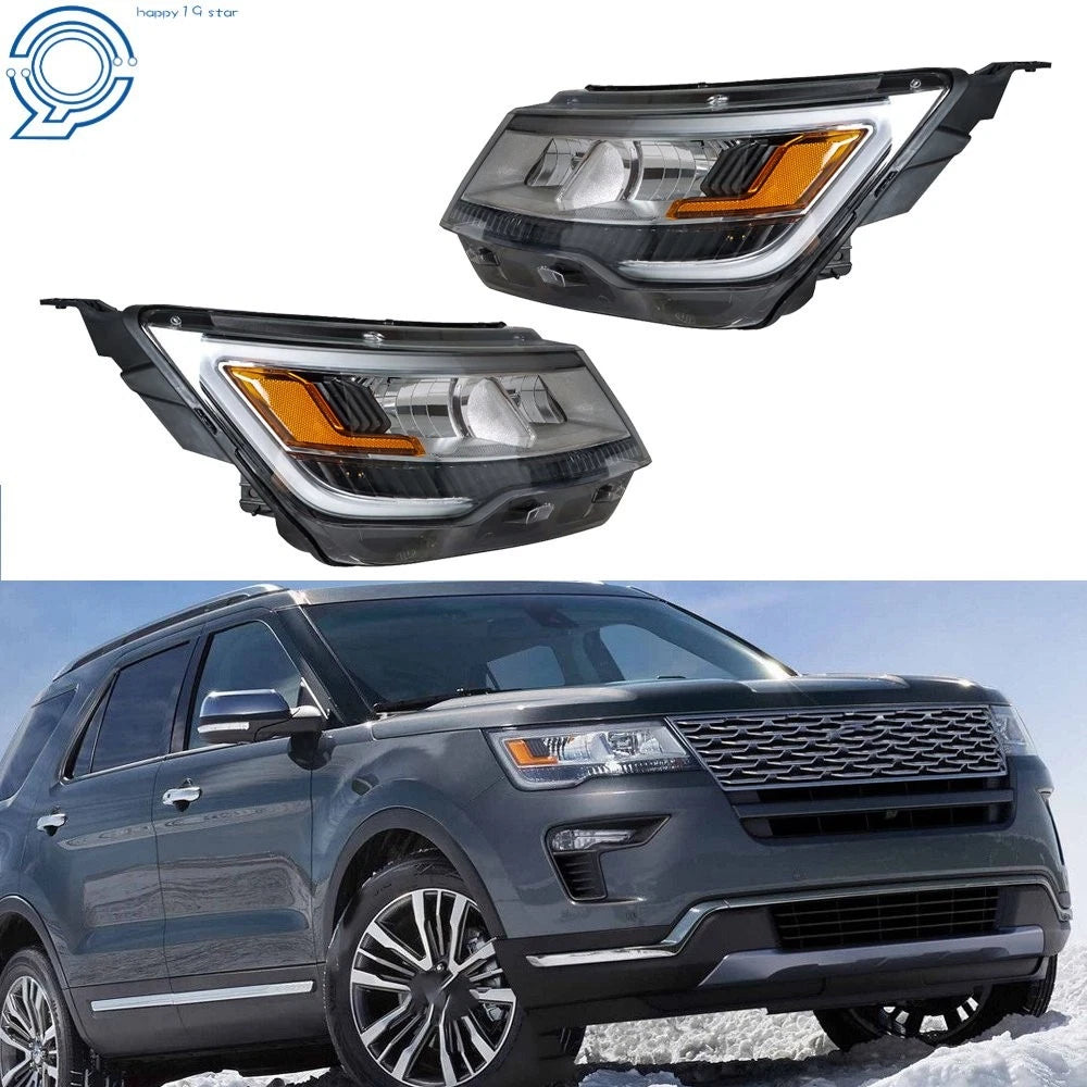 Halogen W/LED DRL Headlights Chrome for Ford Explorer (2016–2018)