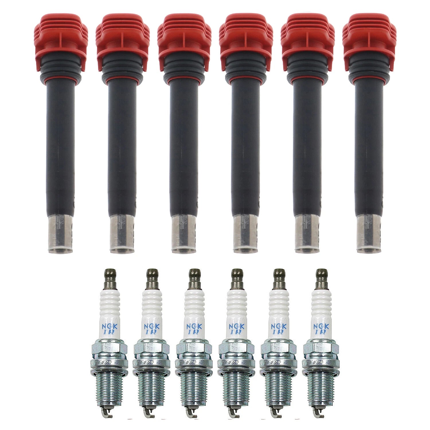 Set of 6 Ignition Coils & NGK Laser Platinum Spark Plugs for Audi A6 Q5 Cayenne