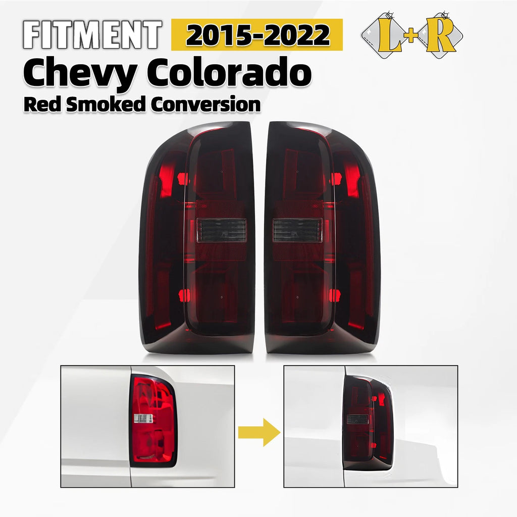 Halogen Tail Lights Pair for Chevy Colorado (2015–2022) Red Smoked Lens