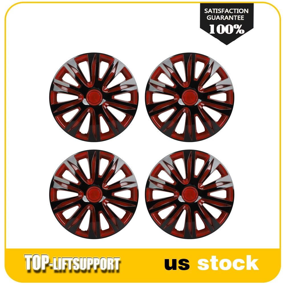 Set of 4 Wheel Covers for R16 Tire (Black & Red)