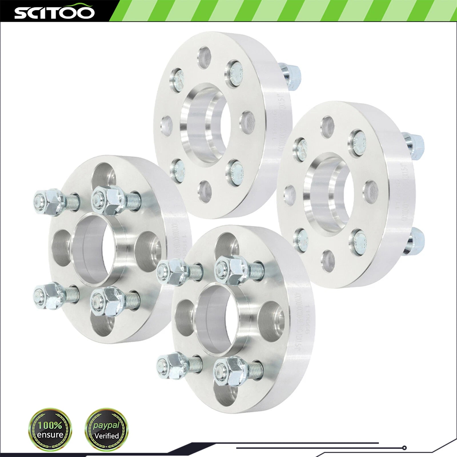 Set of 4 Wheel Spacers 1" 4x100 12x1.5 for Honda Civic, Fit, Mitsubishi Mirage, Lancer