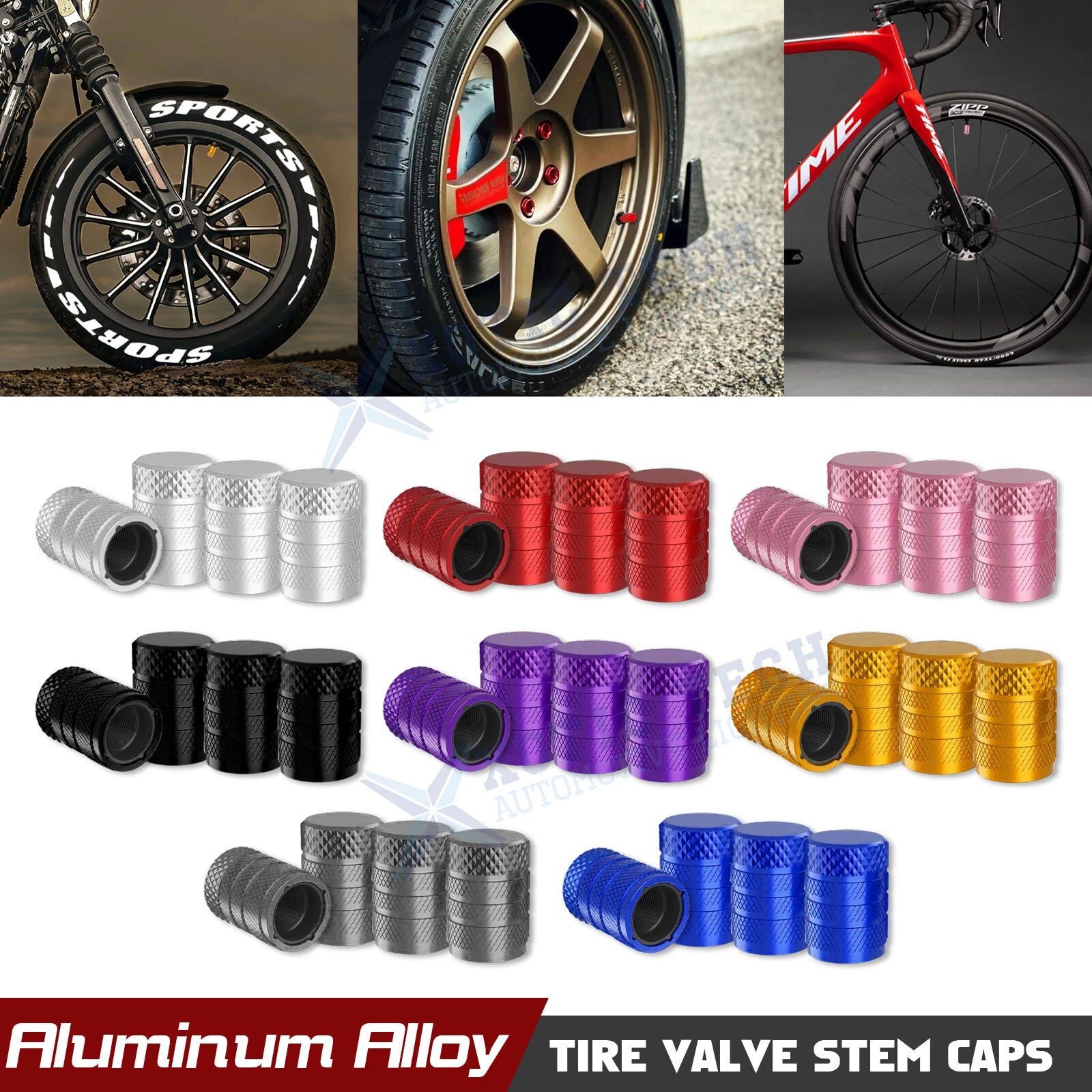 Tire Valve Stem Caps for Cars Trucks Bikes (4-Pack) Aluminum (Pack)