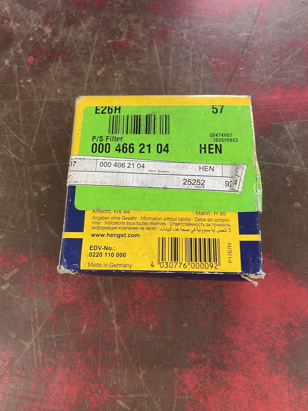 Hengst E26H Power Steering Oil Filter for Mercedes-Benz (NOS)