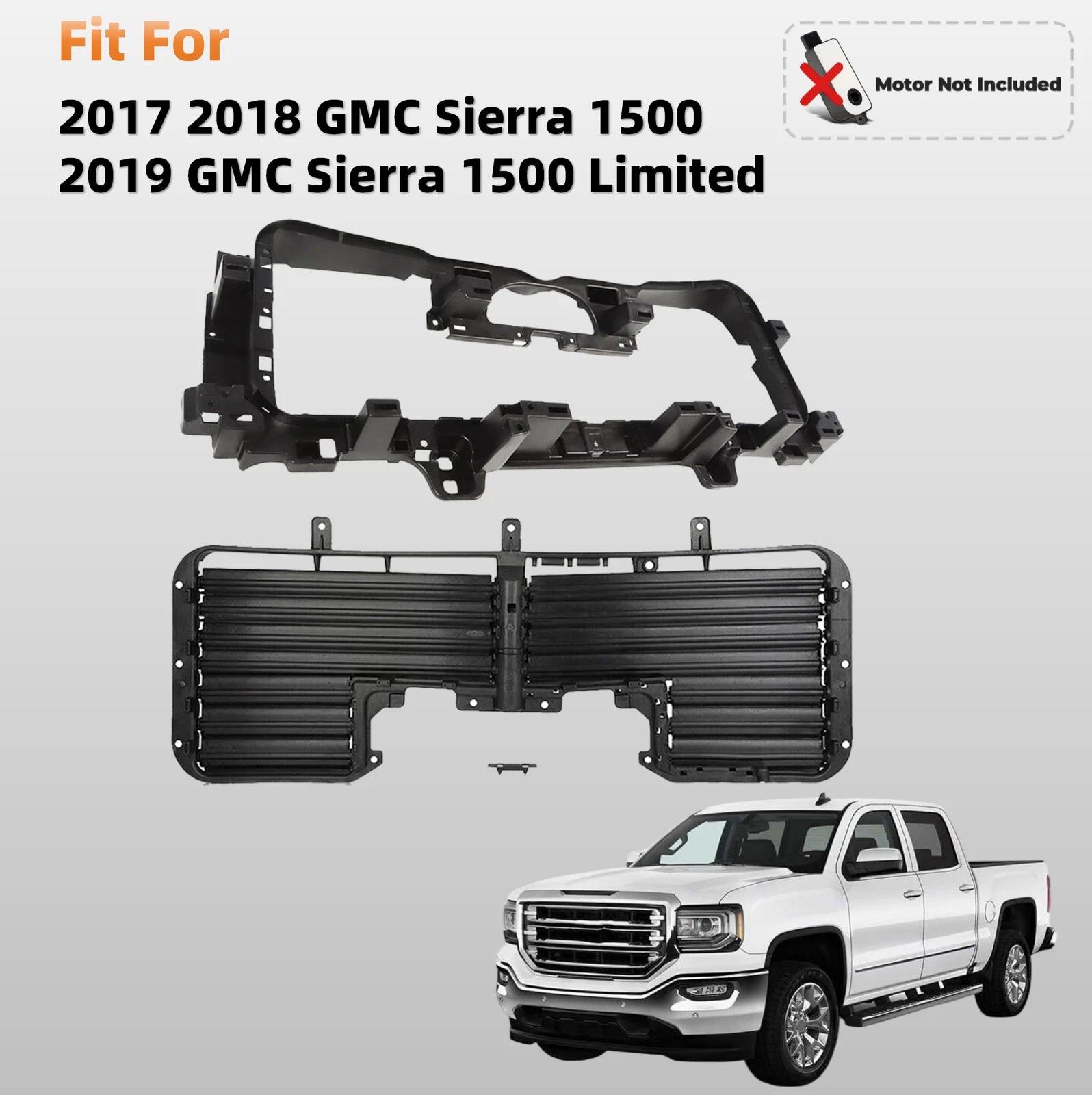 Radiator Support Bracket Grille Shutter for GMC Sierra 1500 (2017–2019)