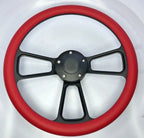 Billet Steering Wheel 14 Inch Black Red Half Wrap for Jeep Wrangler (1997–2018)