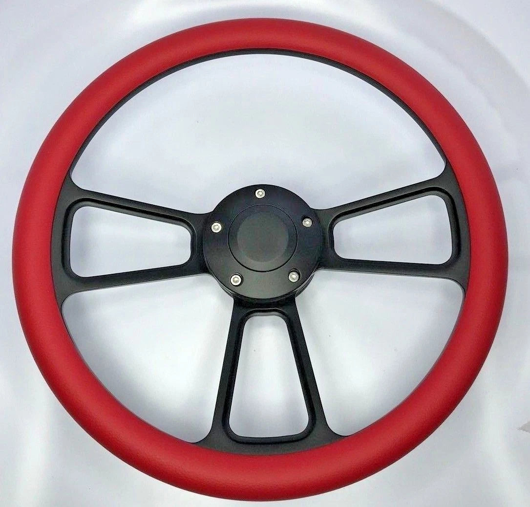 Billet Steering Wheel 14 Inch Black Red Half Wrap for Jeep Wrangler (1997–2018)