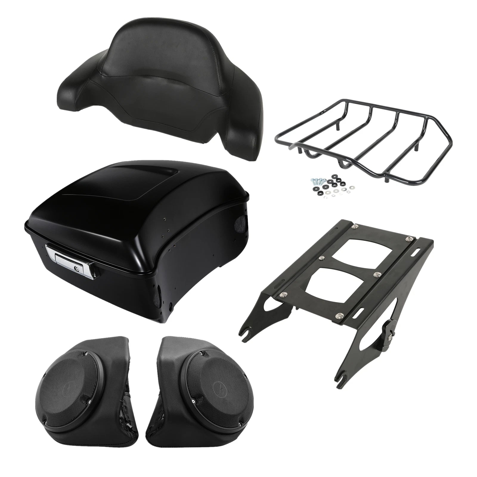 Trunk Pad Rack Speakers for Harley Touring (2014–2023) - Black Denim