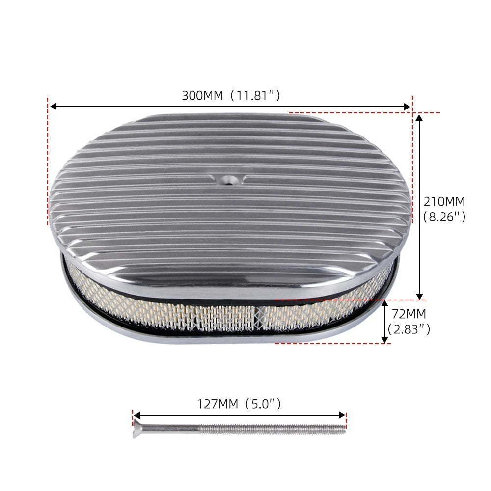 12" Full Finned Air Cleaner Set for 4-Barrel Carburetor (5-1/8" Neck)