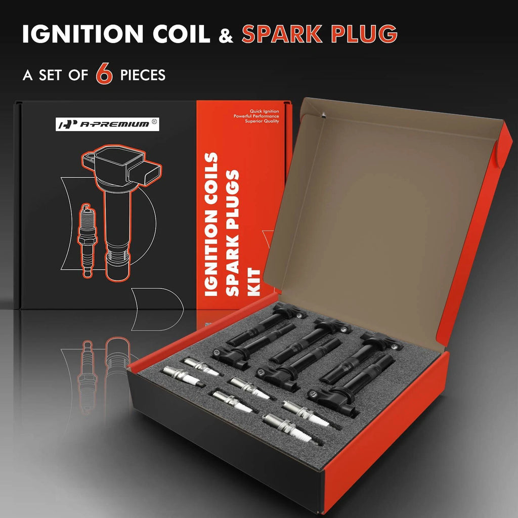 Set of 6 Ignition Coils & Iridium Spark Plugs for Kia Optima (2006–2010)