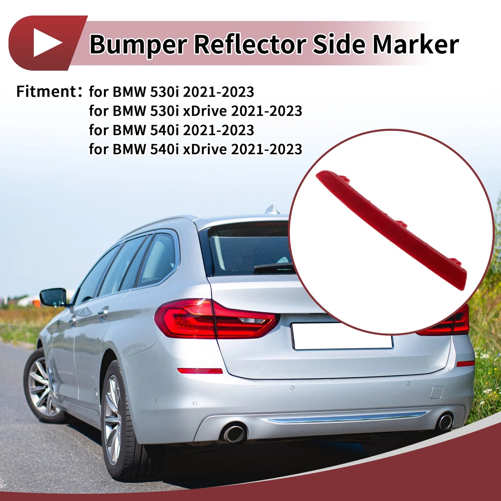 Rear Left Bumper Reflector No. 63149463763 for BMW 530i (2021–2023)