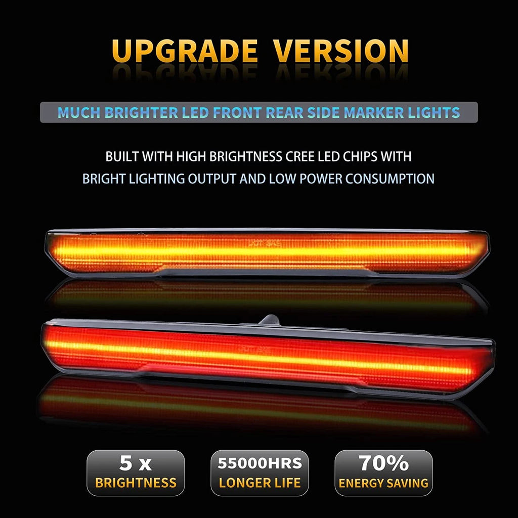 Smoked LED Front Rear Side Marker Lights for GMC Sierra 2500HD 3500HD (2020–2024)
