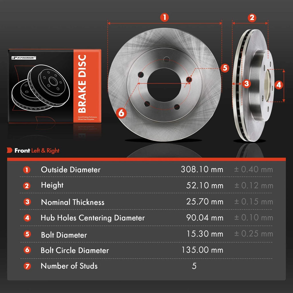 Set of 2 Front & Rear Disc Brake Rotors for Ford F-150 (2000–2004)