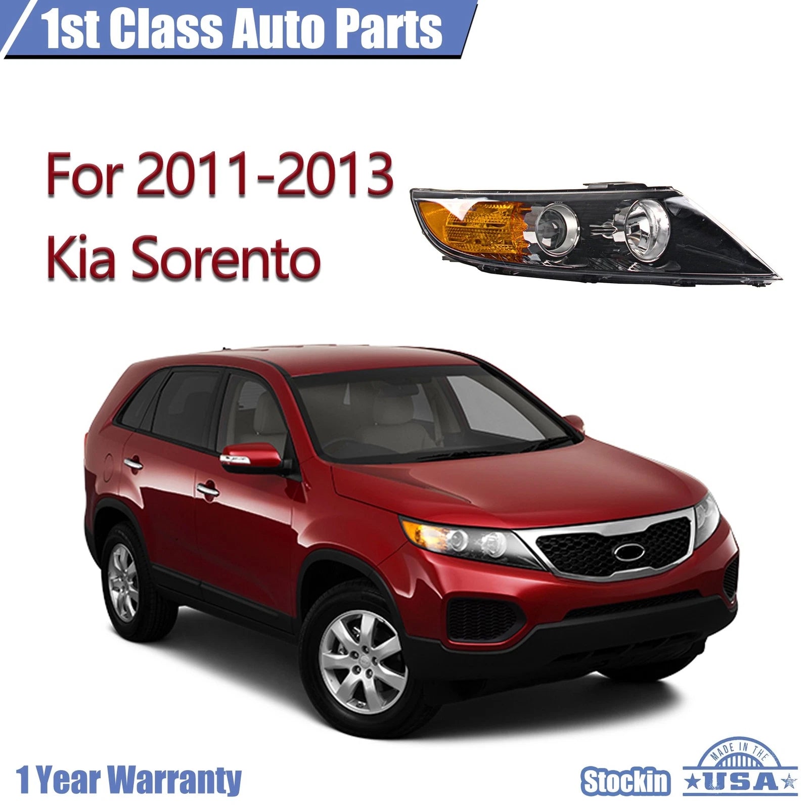 Headlight Assembly for Kia Sorento (2011–2013) Right Clear Lens KI2503143