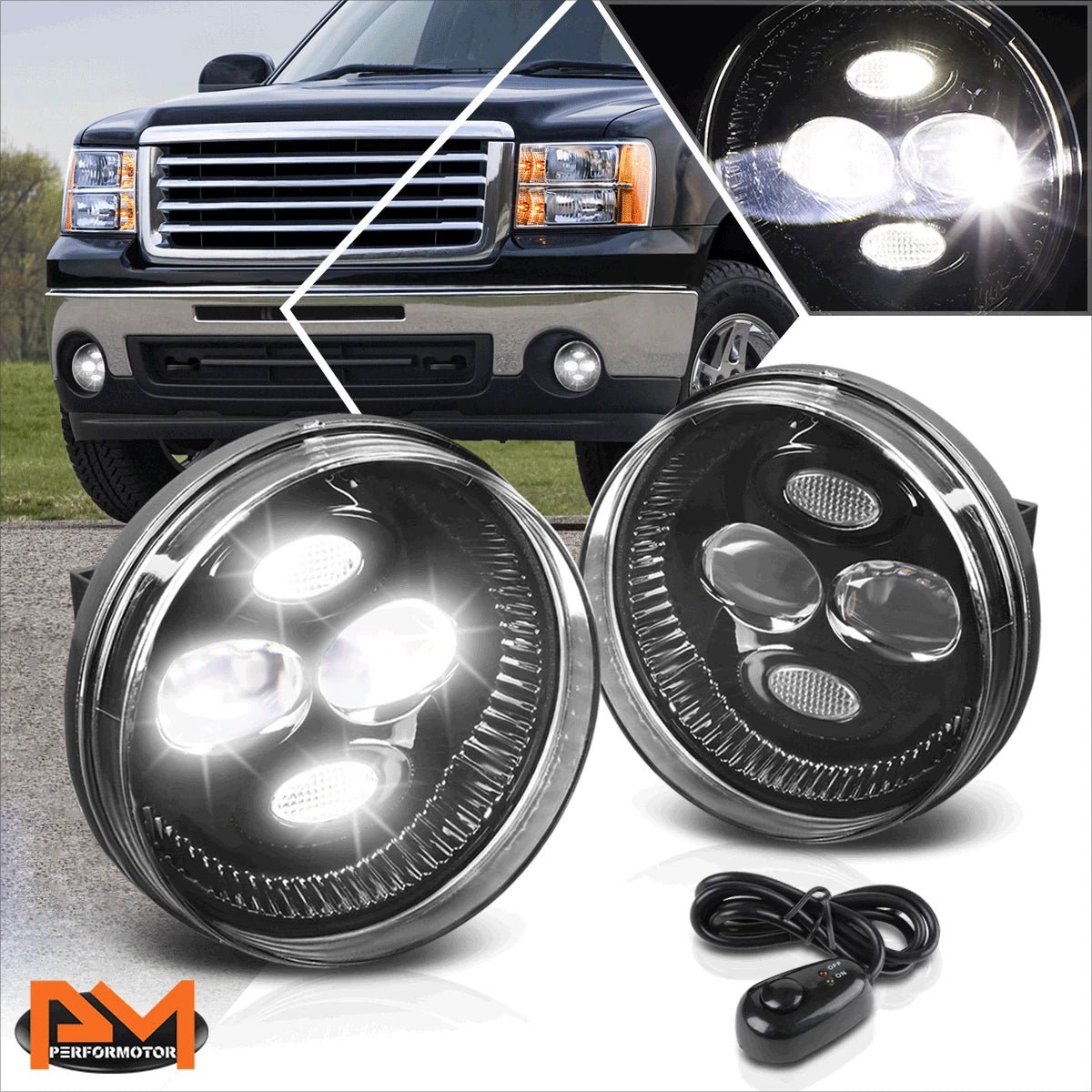 Clear Lens LED Projector Fog Light Lamp for GMC Sierra 1500-3500 (2007–2014)