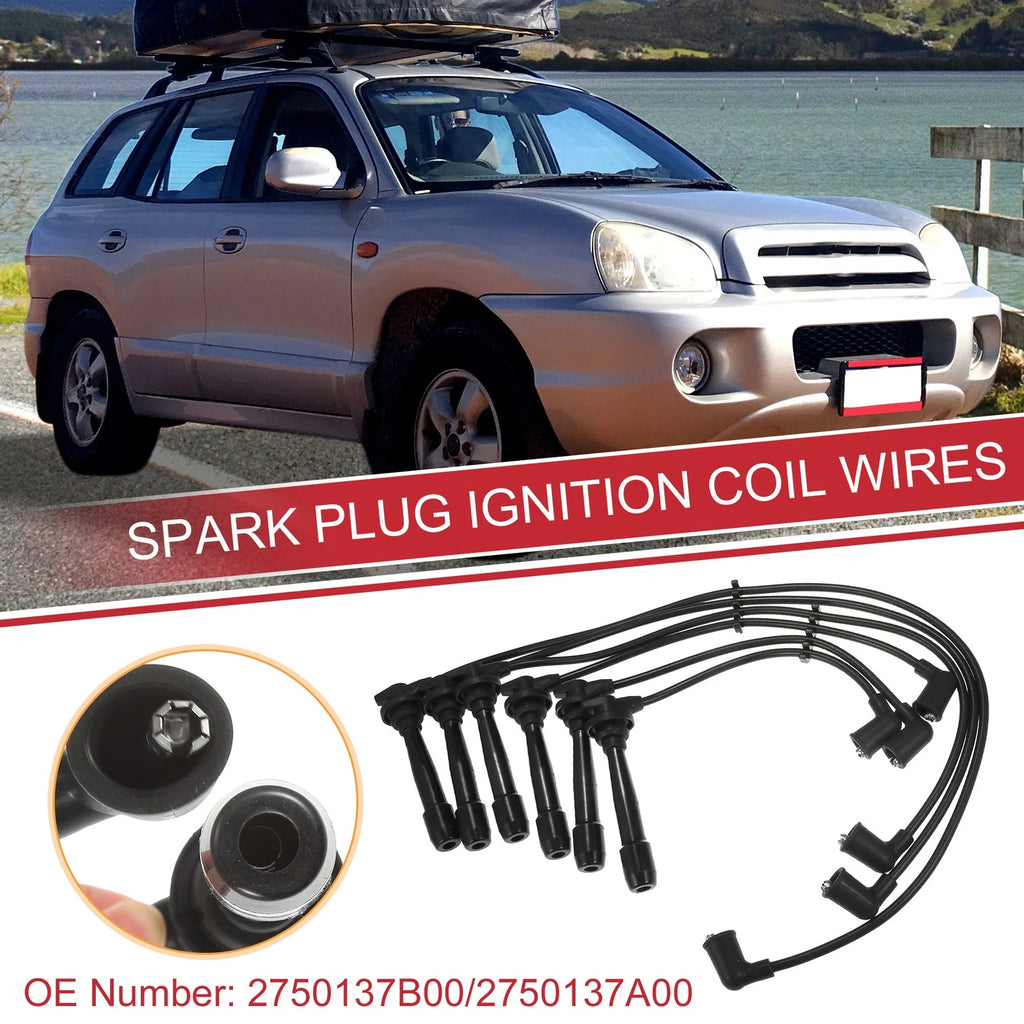 6X Spark Plug Wire Ignition Coil Cable No. 2750137B00 for Hyundai Sonata (1999–2005)