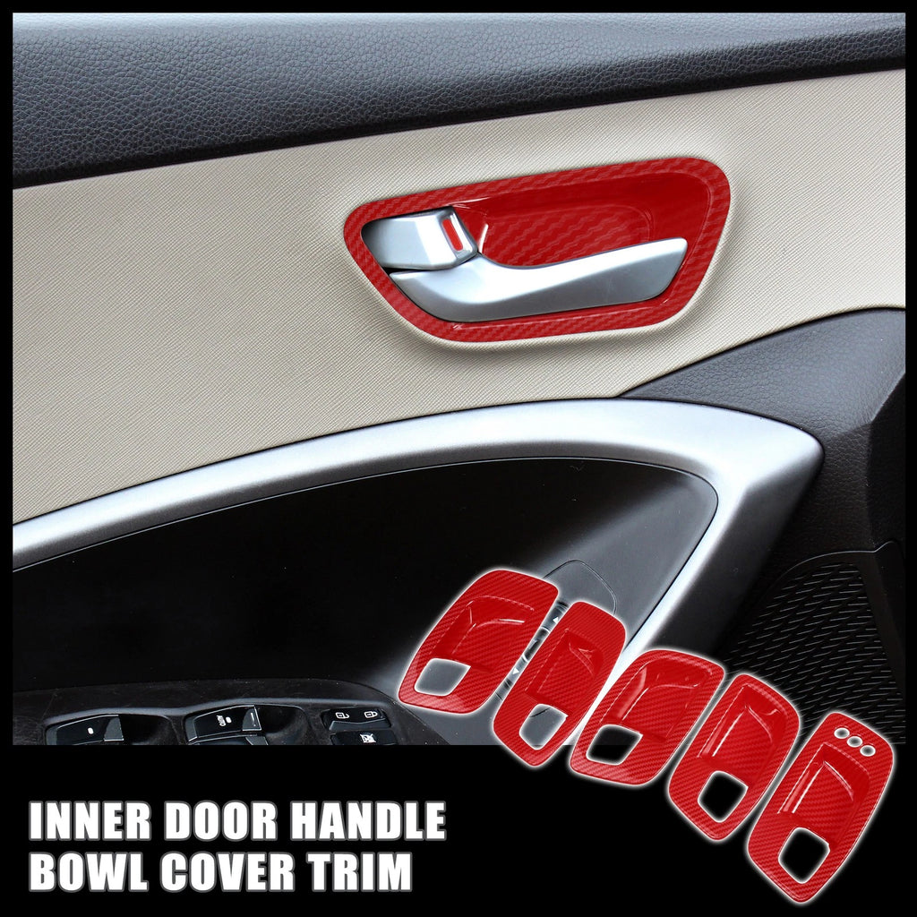 Set of 4 Carbon Fiber Pattern Inner Door Handle Bowl Covers for Dodge 