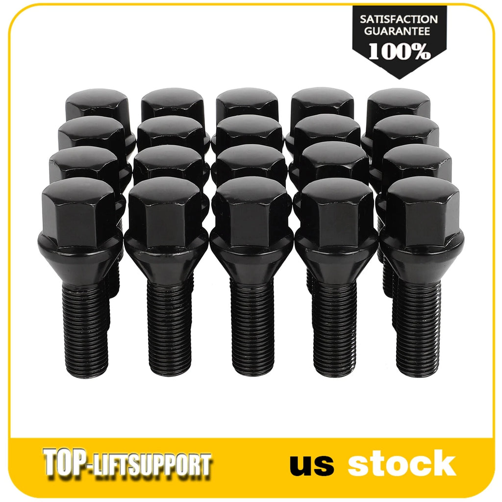 Set of 20 Black Wheel Lug Bolts for Chrysler 200, Dodge Dart, Jeep