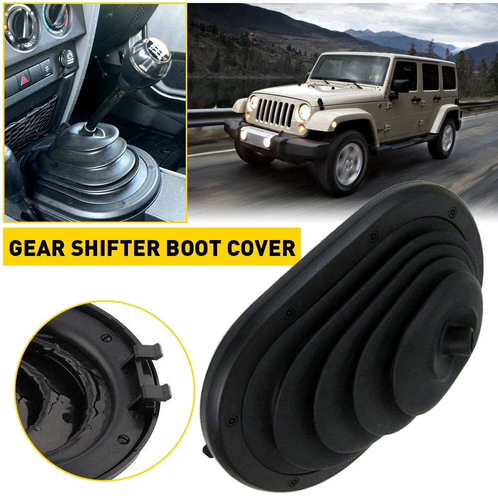 Shift Knob Shifter Boot Cover Black for Jeep Wrangler (2007–2010)