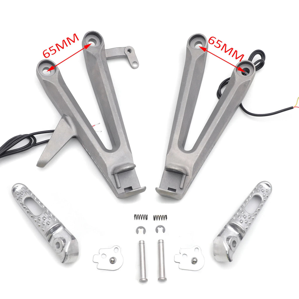 Silver Rear Passenger Footpeg Bracket w/ LED Signal for Honda CBR1000RR (2004–2007)