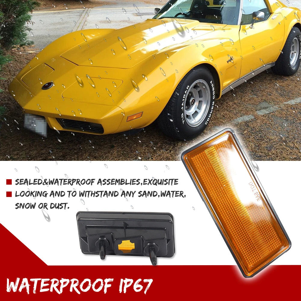Set of 2 Front Side Marker Lights for Chevy Corvette C3 (1974–1979) Amber
