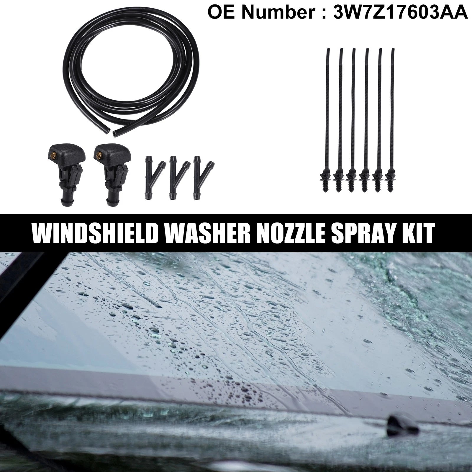 Set of 2 Windshield Washer Nozzles No. 3W7Z17603AA for Ford E-150 (2010–2014)