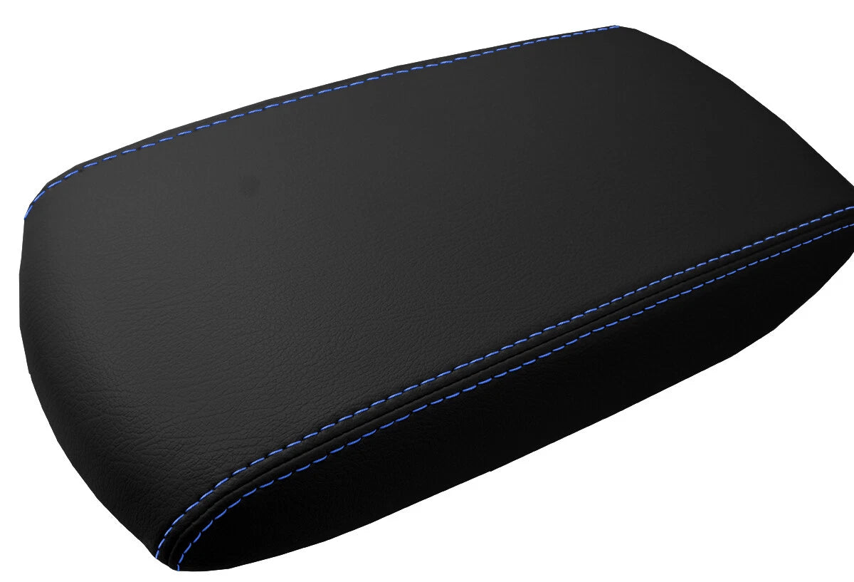 Leather Console Lid Armrest Cover for Toyota RAV4 (2013–2018) Blue Stitch