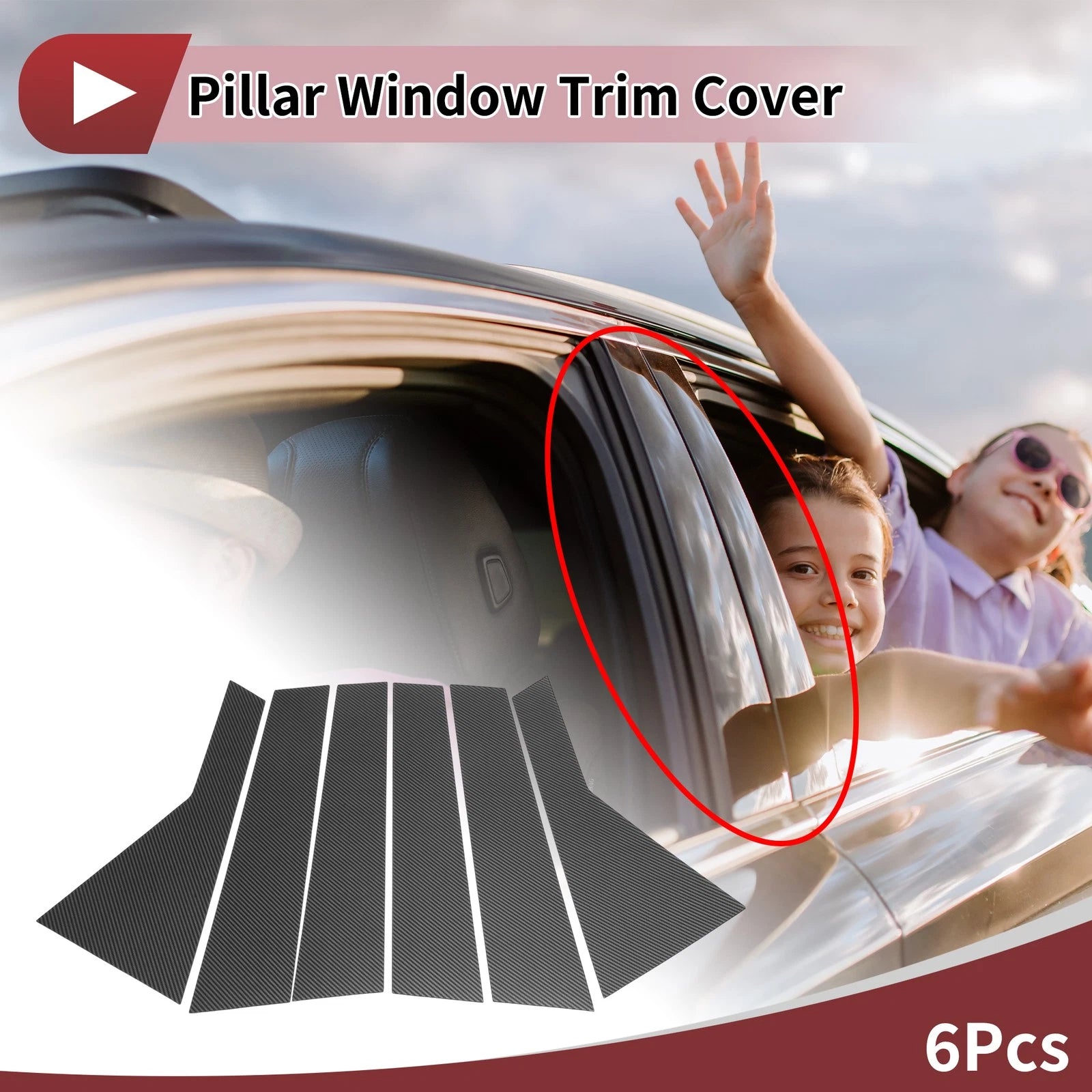 Door Pillar Window Trim for KIA Sorento (2016–2023) Black Carbon Fiber