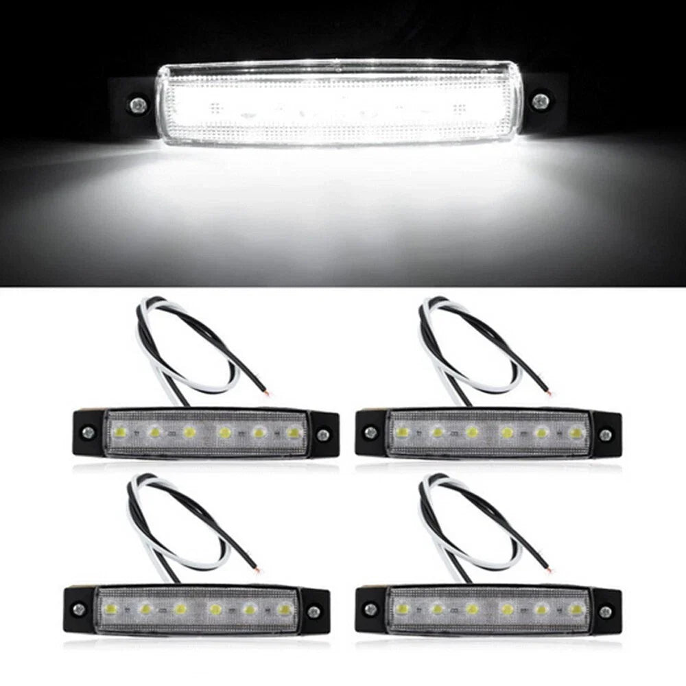 4x Super-Bright Marine Grade 12V Waterproof White 6 LED Lights