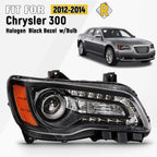 Halogen Headlight for Chrysler 300 (2012–2014) Black Bezel with Bulb