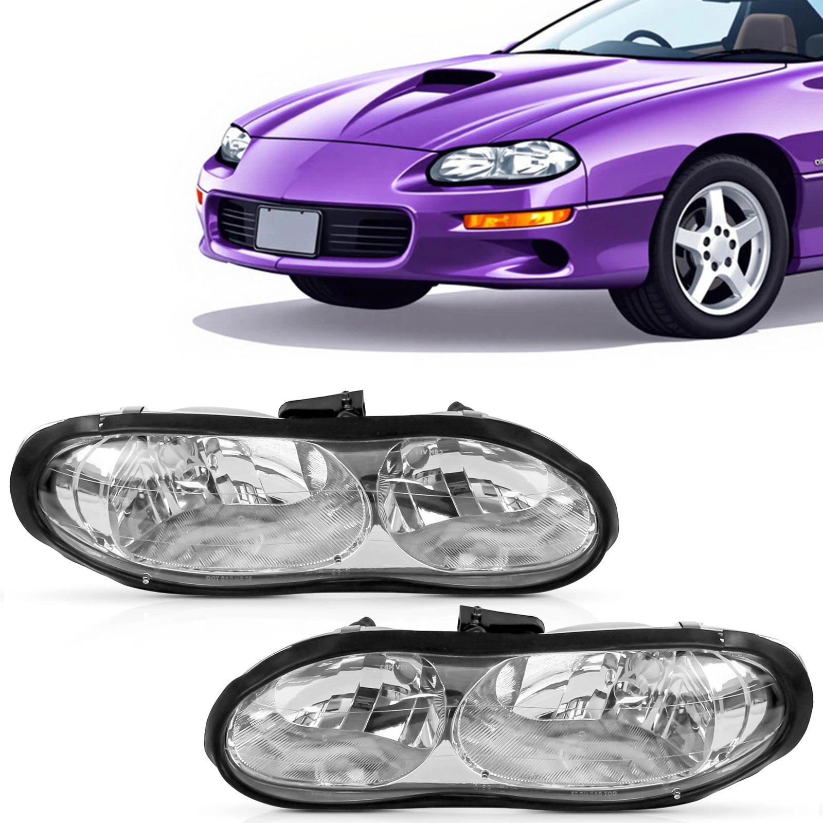 Pair Headlights for Chevrolet Camaro (1998–2002)