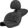 SADDLEMEN Roadsofa Seat with Backrest - Lattice Stitch for FXDWG (1996–2023)