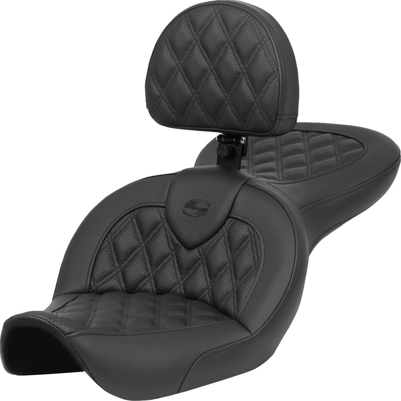 SADDLEMEN Roadsofa Seat with Backrest - Lattice Stitch for FXDWG (1996–2023)