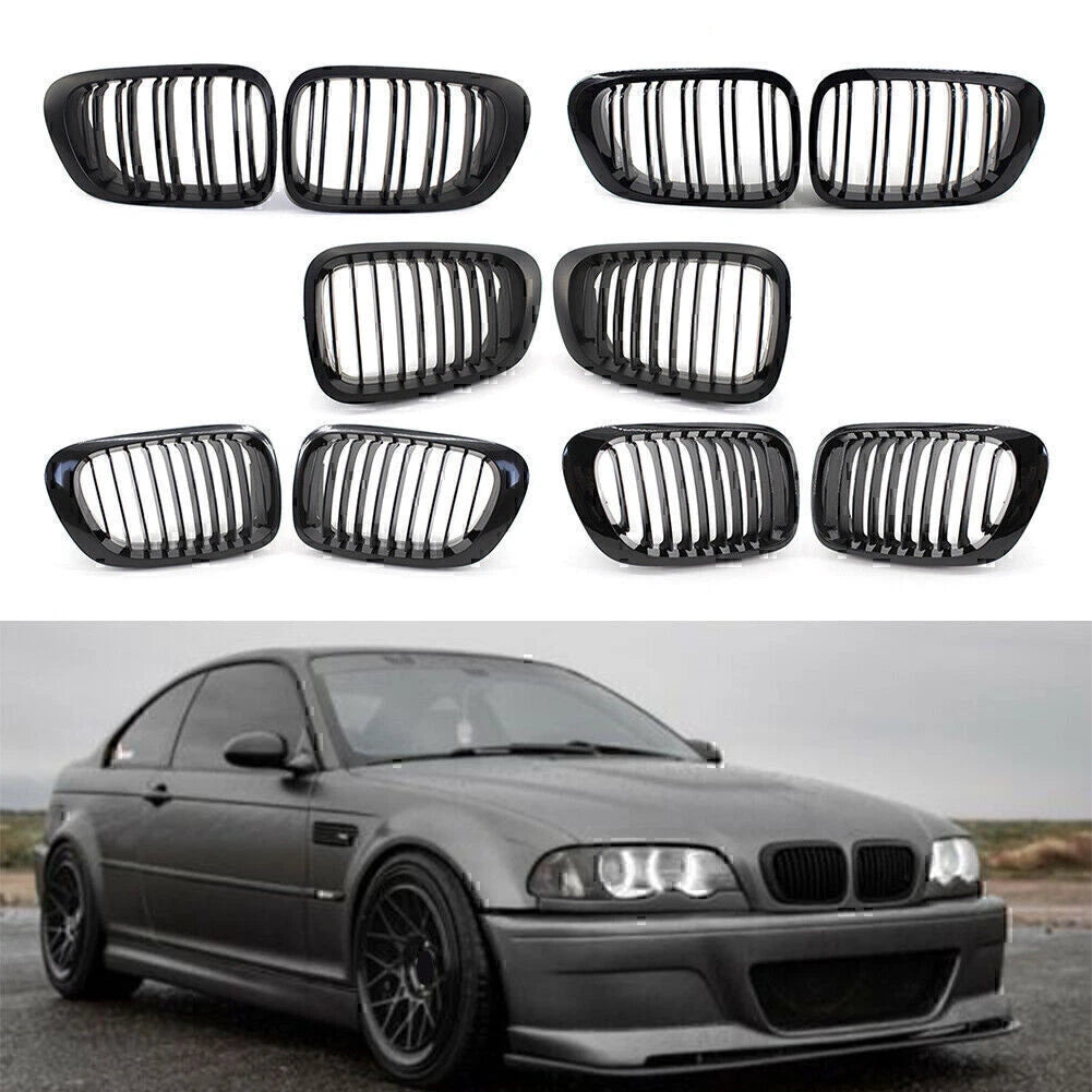 Pair Front Kidney Grilles for BMW 3 Series E46 (1998–2006)